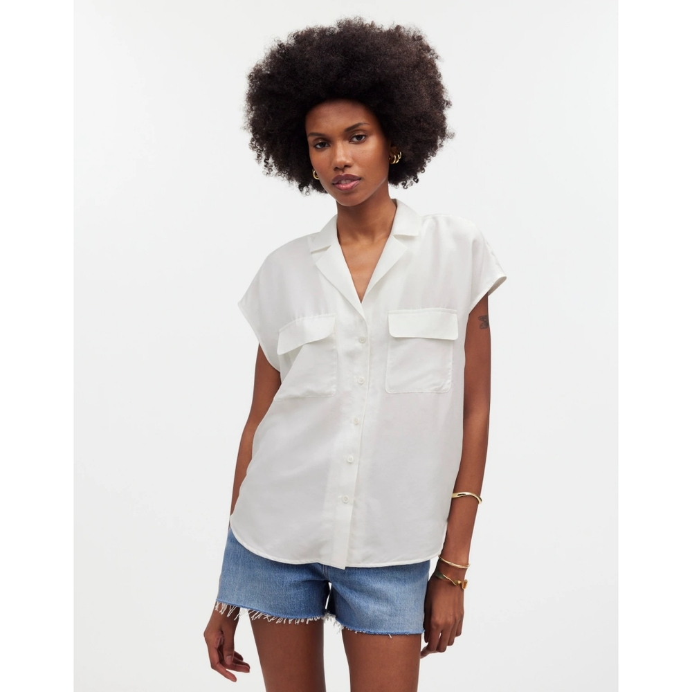 NWOT Madewell Silk Drapey Patch-Pocket Sleeveless Shirt Size S